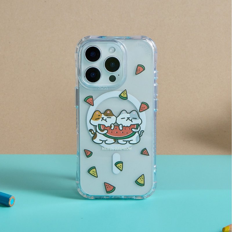 歐吉喵NEKO OJIMEOW喵吃西瓜抗黃防摔MagSafe iPhone手機殼 - 手機殼/手機套 - 塑膠 多色