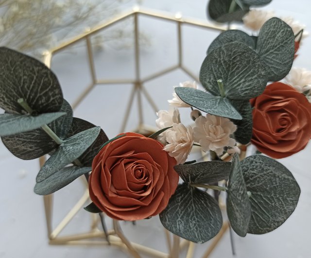 Sage green wedding eucalyptus terracotta hair pins Fall flower rose hair  clip - Shop AlenaWedding Hair Accessories - Pinkoi