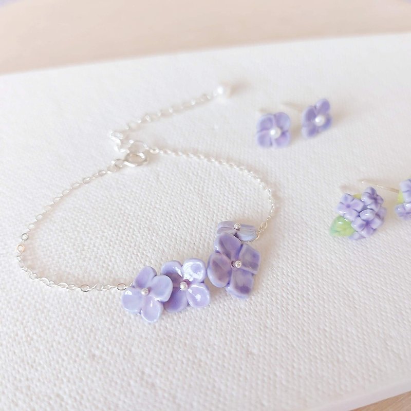 Purple Hydrangea Bracelet • Sincerity //Silver 925 - Bracelets - Porcelain Purple