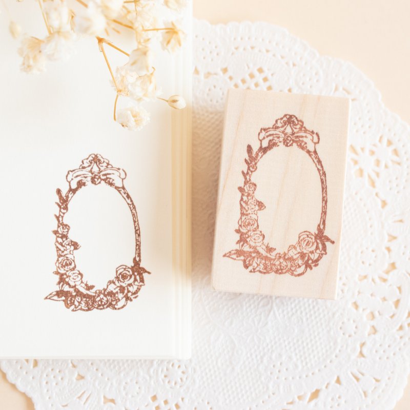 Rubber stamp - Frame And Rose - ตราปั๊ม/สแตมป์/หมึก - ยาง สีนำ้ตาล