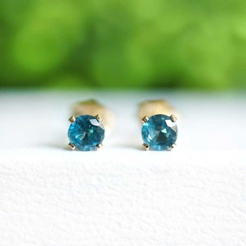 Blue Green Kyanite 4mm Stud Earrings Hilda - Earrings & Clip-ons - Gemstone Blue