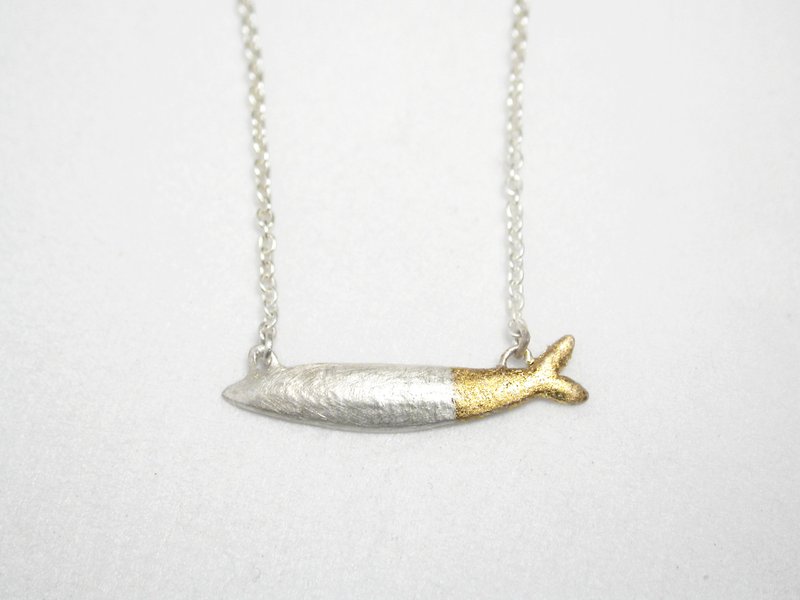 Cat & Fish Series  #b9 gold fish necklace - สร้อยคอ - เงิน ขาว