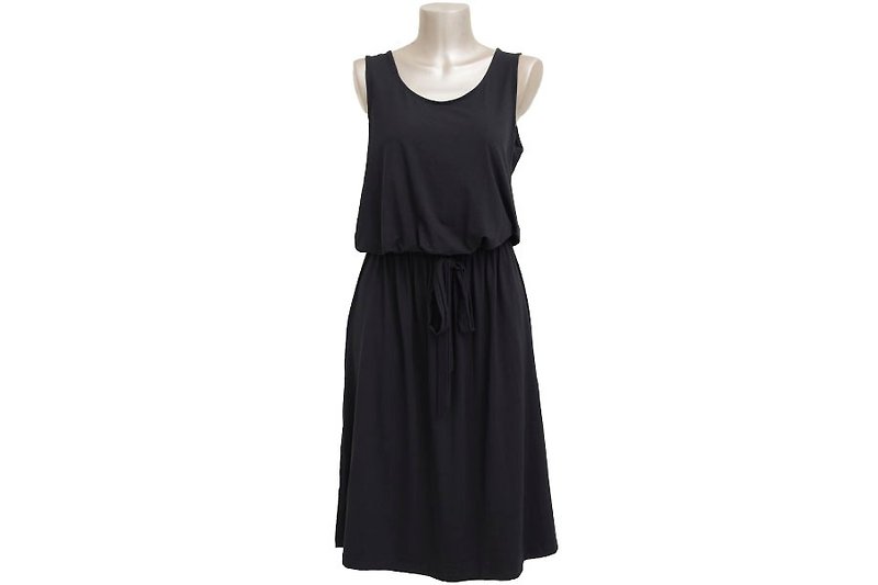 It's simple but decided on a piece! Sleeveless browsing one-piece dress <Black> - One Piece Dresses - Other Materials Black