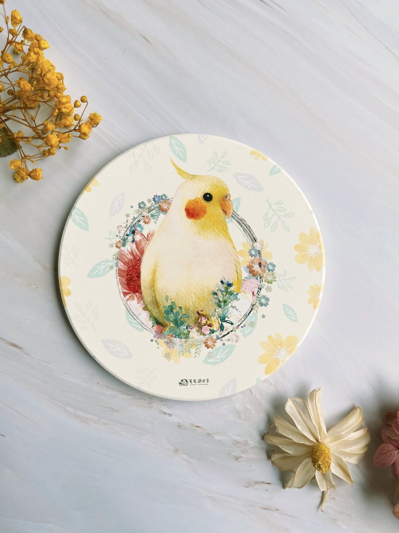 Naughty bird-absorbent coaster / diatomaceous earth coaster - Coasters - Other Materials Orange