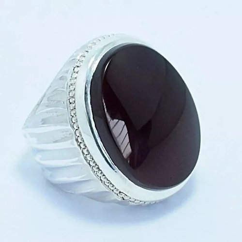 gemsjewelrings Big Kabadi Black Aqeeq Ring Yemeni Aqeeq Ring for Men Mens Yameni Aqeeq Ring men