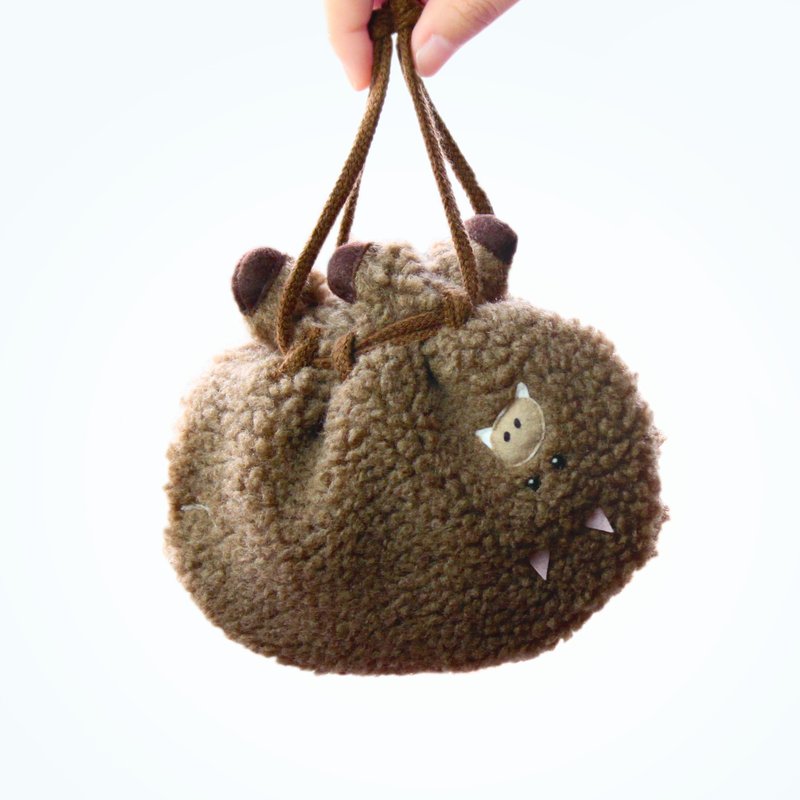 Wild Boar Pouch to Catch Immediately - กระเป๋าเครื่องสำอาง - เส้นใยสังเคราะห์ สีนำ้ตาล