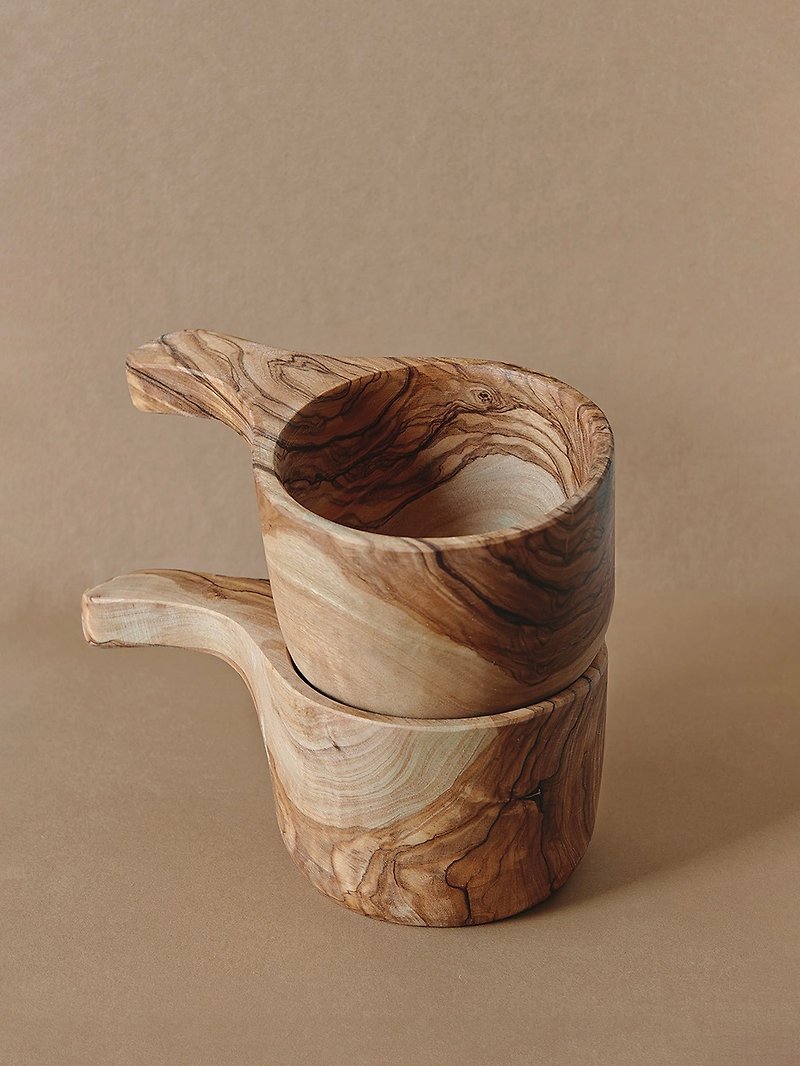 Olive Wood Kuksa Bowl with Handle - ชุดเดินป่า - ไม้ 