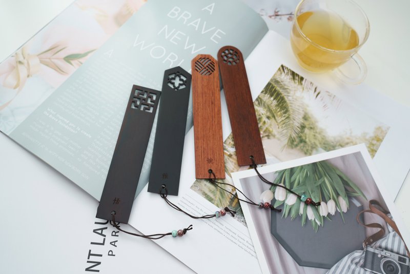 Customizable Recalling Jiangnan Bookmark A set of 4 mahogany bookmark creative ancient style birthday gifts - ที่คั่นหนังสือ - ไม้ 