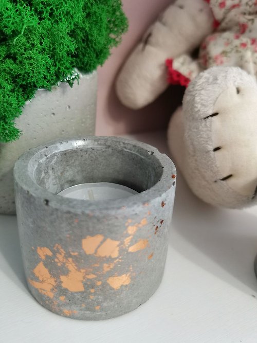ElKi Set of 3 pcs. Concrete candle holder, planters, for candles, dried flowers, moss