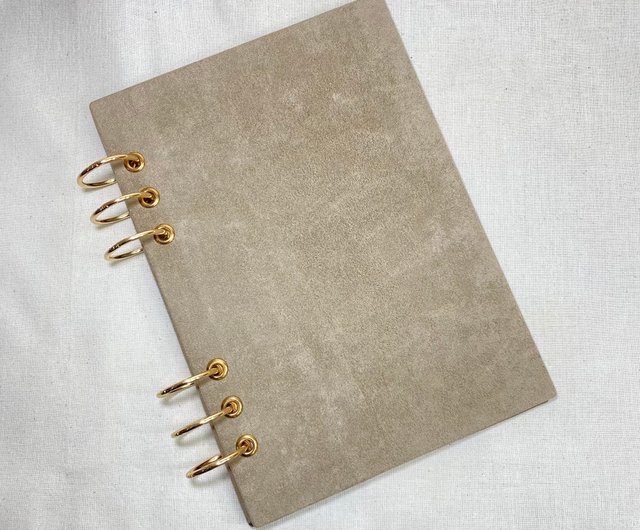 アプリコットスエード表面-A5 / A6 6穴ルーズリーフカバー、洗える