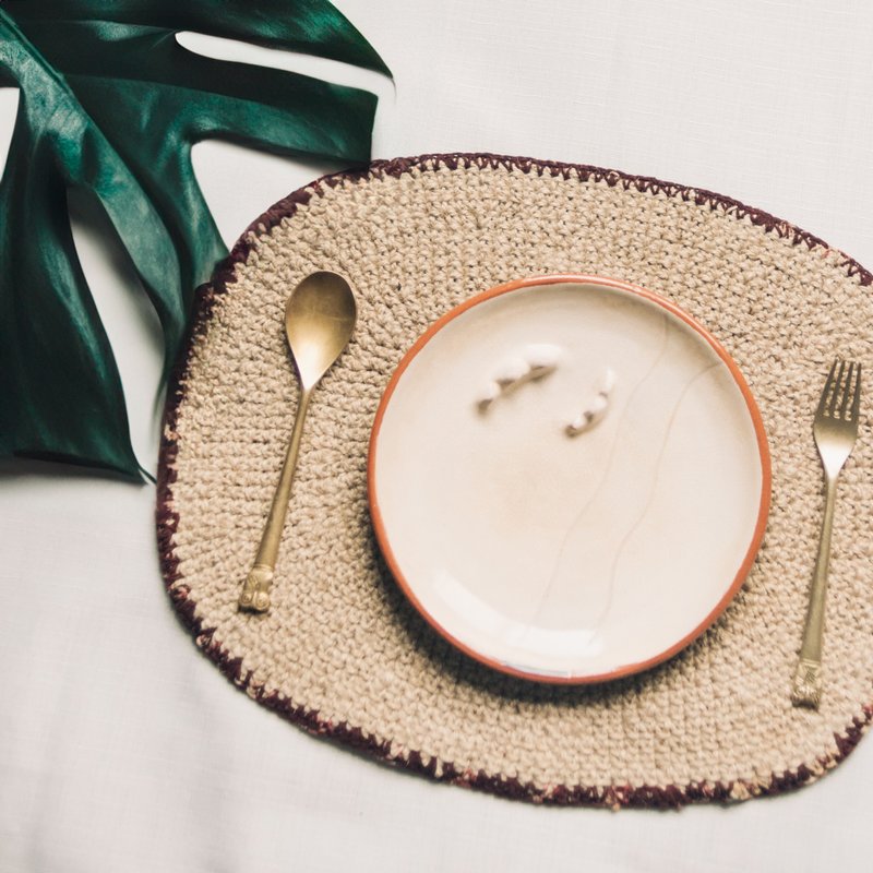 黃麻紗麗圈圈餐墊_公平貿易 - 桌布/桌巾/餐墊 - 棉．麻 卡其色