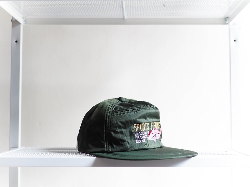 静岡軍綠草線山河幽謐日 古董平頂鴨舌棒球帽 baseball cap - 帽子 - 防水材質 綠色