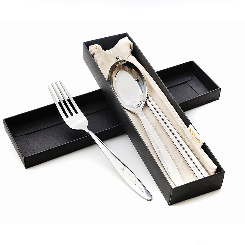 【CUSTOM GIFT】LAYANA Portable Cutlery Set, Stainless Steel Travel Utensil Set - Chopsticks - Stainless Steel Silver
