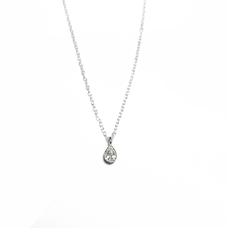 Baroque droplets zircon clavicle silver necklace _ - สร้อยคอ - โลหะ สีเงิน