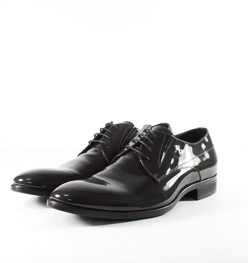 Men's Patent Leather Desert Shoes - รองเท้าหนังผู้ชาย - หนังแท้ สีเทา