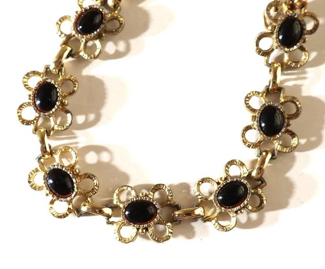 60s vintage black parts short necklace - Shop panic-art-market 