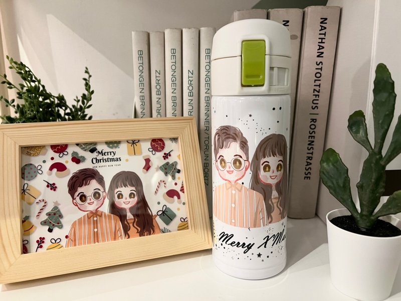 Christmas gift hand-painted [Thermos bottle] Christmas design Christmas exchange gift recommendation Taichung studio - กระบอกน้ำร้อน - สแตนเลส สีแดง