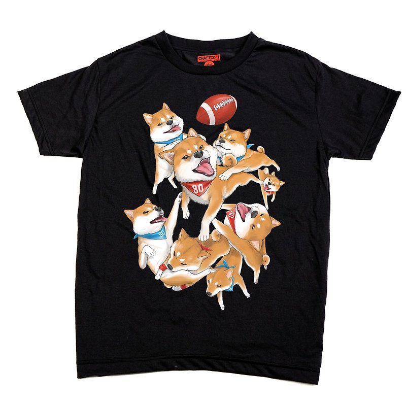 Shiba catcher play rugby Chapter One T-shirt - 男 T 恤 - 其他材質 黑色