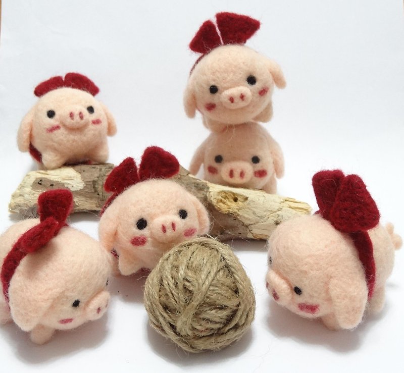 垂耳小豬-羊毛氈 - 擺飾/家飾品 - 羊毛 粉紅色