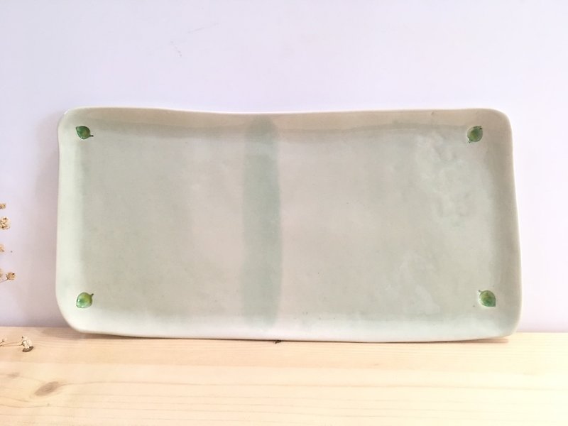 陶盤(葉-碧綠)-手工製作 - 碟子/醬料碟 - 陶 綠色
