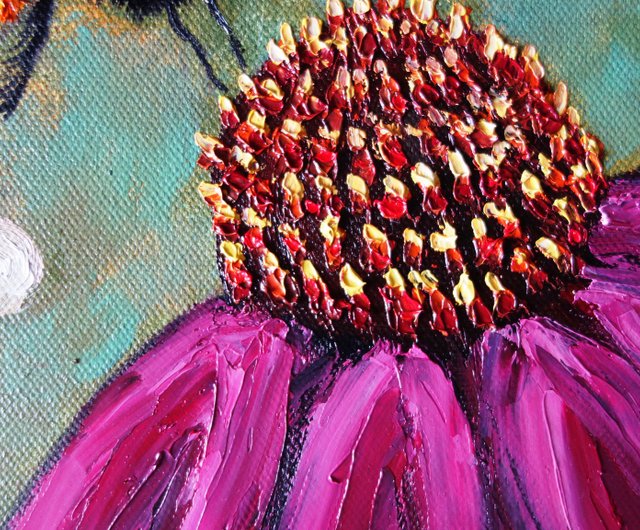 キャンバス油絵　専用　赤いお花とみつばち キャンバス油絵 専用 赤いお花とみつばち