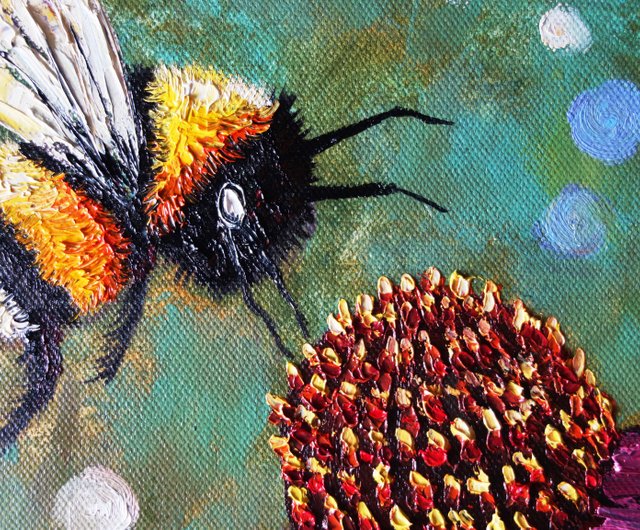 ミツバチ絵画オリジナルオイルアートワーク昆虫キャンバスアート
