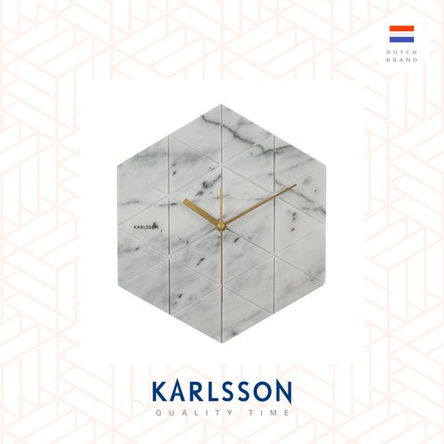 Karlsson, Wall clock Marble Hexagon white