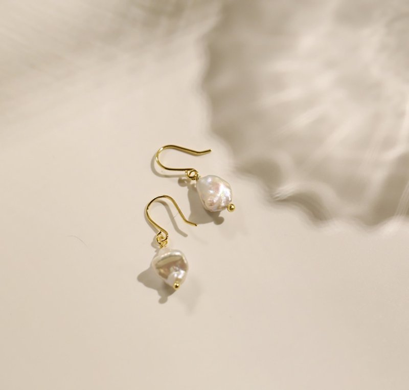 little baroque pearl earrings - Earrings & Clip-ons - Pearl Gold