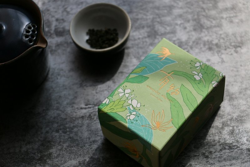台湾の花の香りのするお茶 - 緑茶シリーズ - バラのお茶75グラム - 箱入り - お茶 - 寄せ植え・花 グリーン