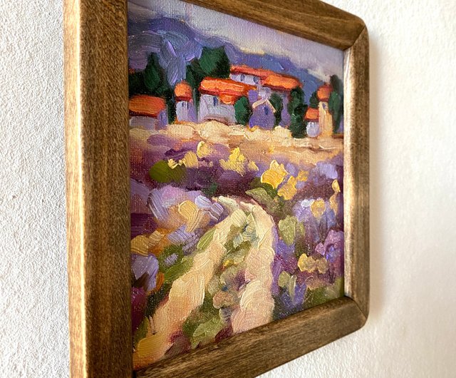人気満点 油絵 油彩 絵画【ラベンダー畑に立つ一本木】 絵 油彩