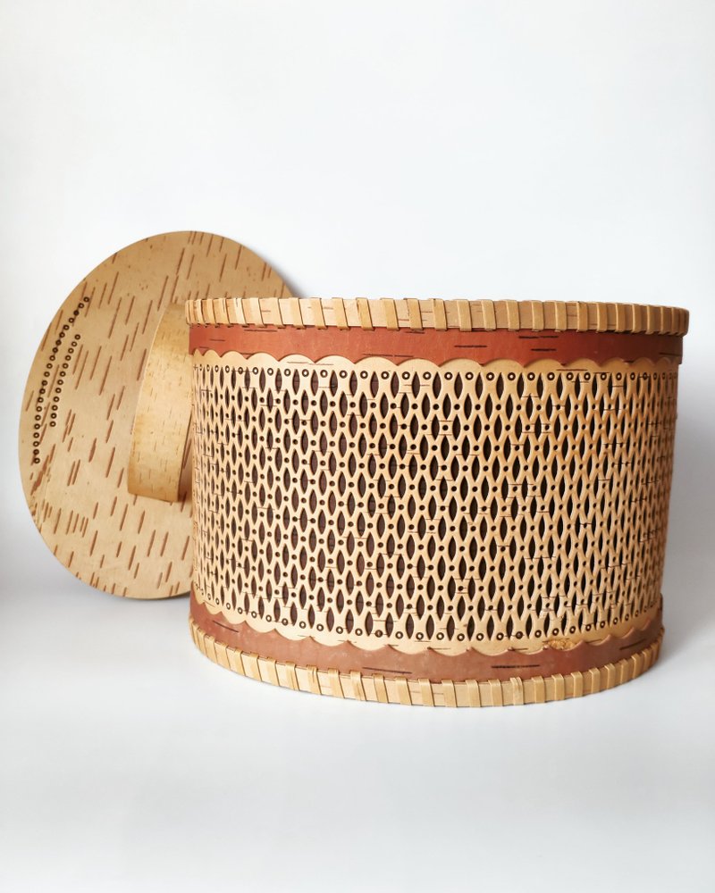 Birch bark box, large birch bark bread box - 調味罐/醬料罐 - 木頭 