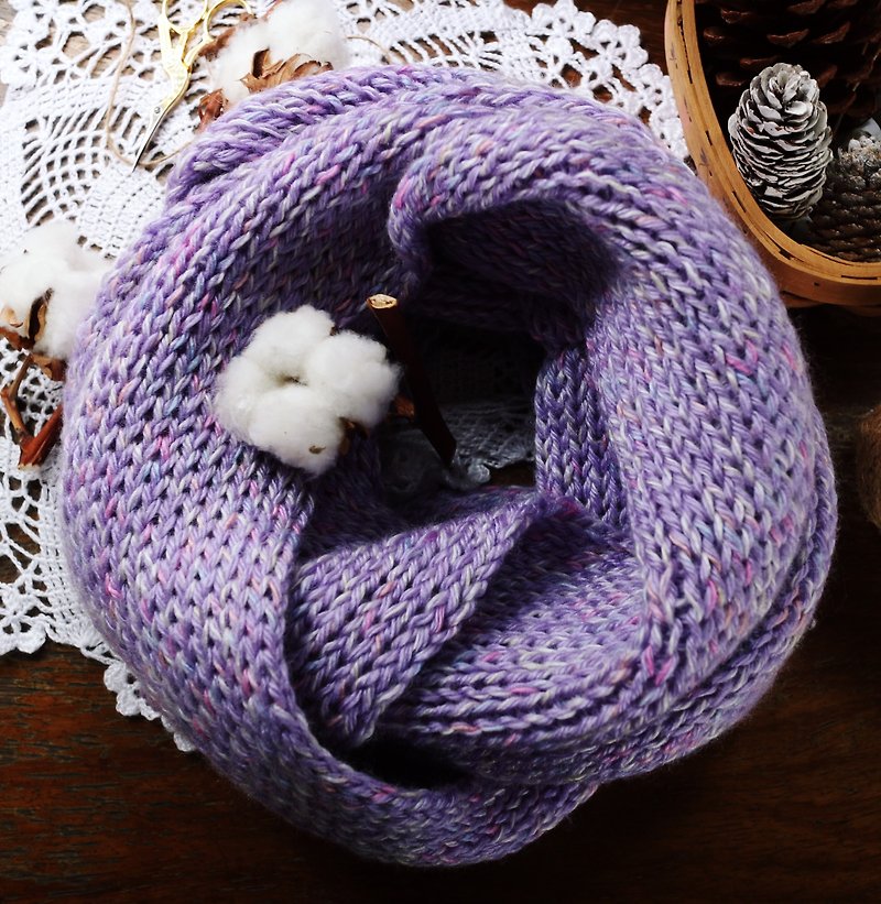 Handmade - spring 漾 wisteria - wool neck circumference [spot] - ผ้าพันคอถัก - ขนแกะ สีม่วง