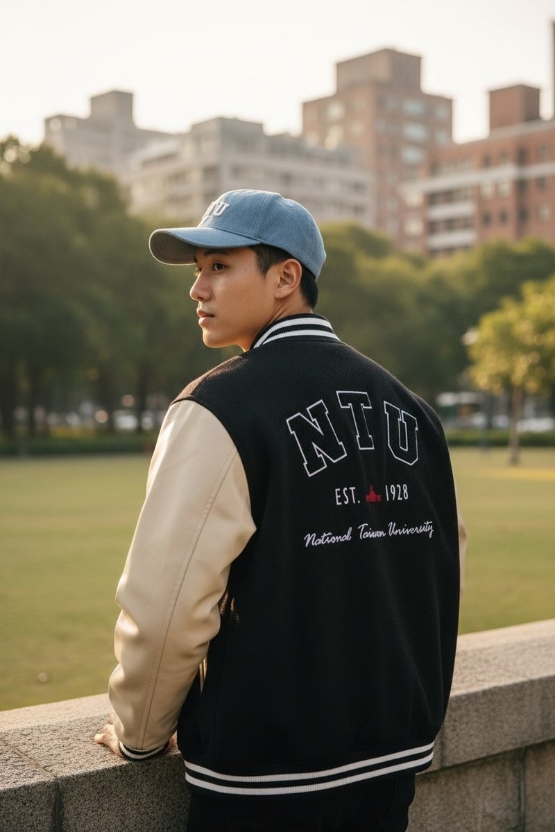 2025 A/W NTU Varsity Baseball Jacket 臺大棒球外套 - 黑 - 男夾克/外套 - 棉．麻 