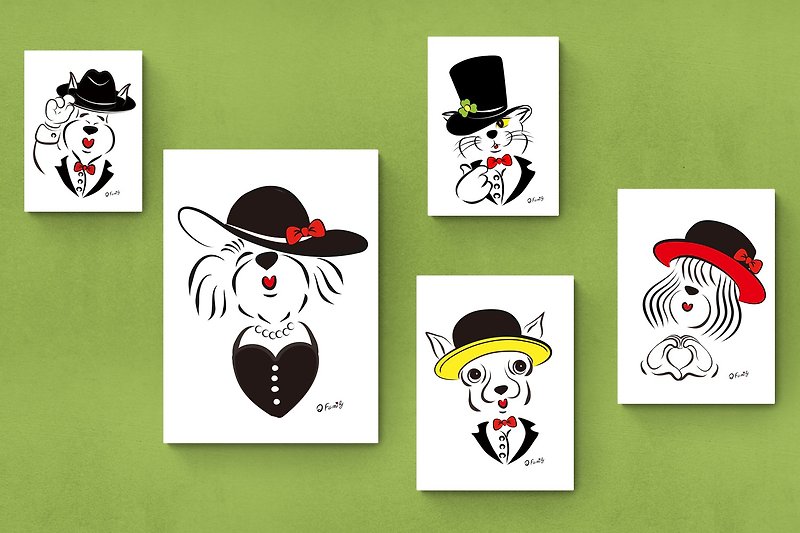 Q Family Frameless Painting/Original/Home/Decoration/Living/Dining Hat Series - Posters - Cotton & Hemp Multicolor