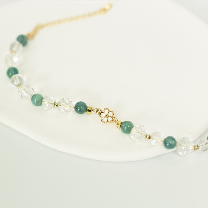 Teal Crystal X White Crystal Sakura Bracelet - Bracelets - Crystal 