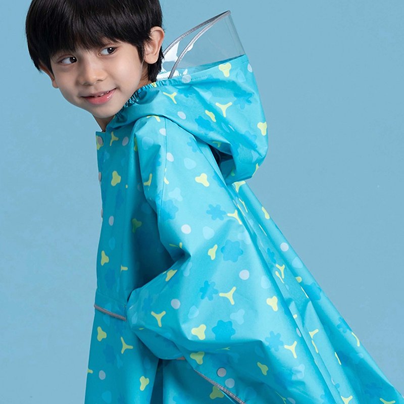 S.PAPA Functional Protection Children's Cloak Raincoat - Tranquil Forest (Bacteriostatic Upgrade) - เสื้อกันฝนเด็ก - วัสดุกันนำ้ สีน้ำเงิน