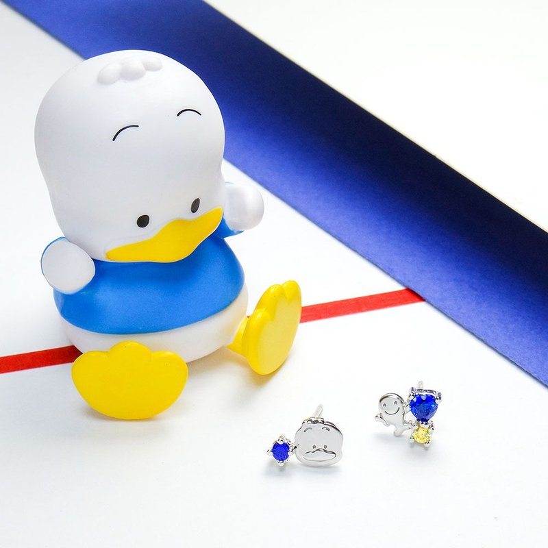 AhiruNoPekkle系列-貝克鴨經典純銀晶鑽耳環 - 耳環/耳夾/耳骨夾 - 純銀 銀色