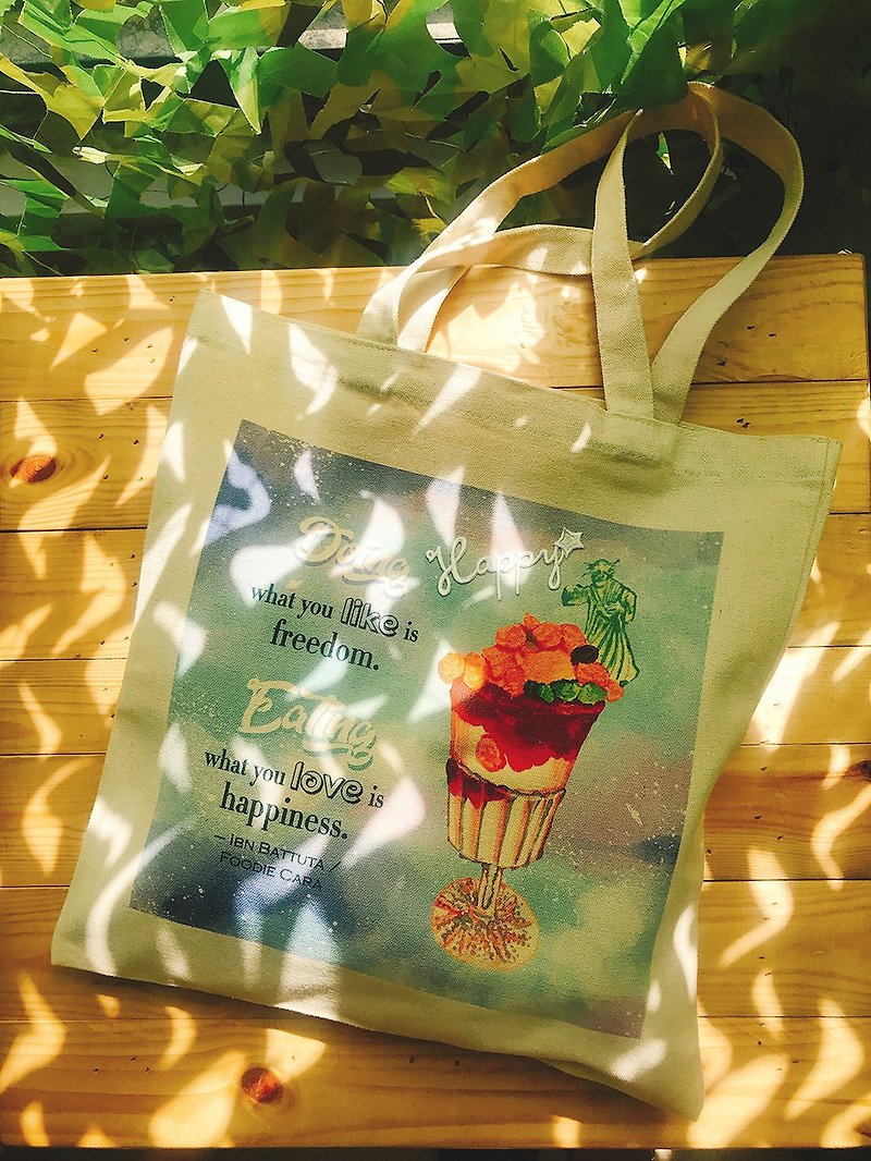วัสดุอื่นๆ กระเป๋าถือ สีม่วง - Canvas hand-painted wind environmental protection bag-happy time