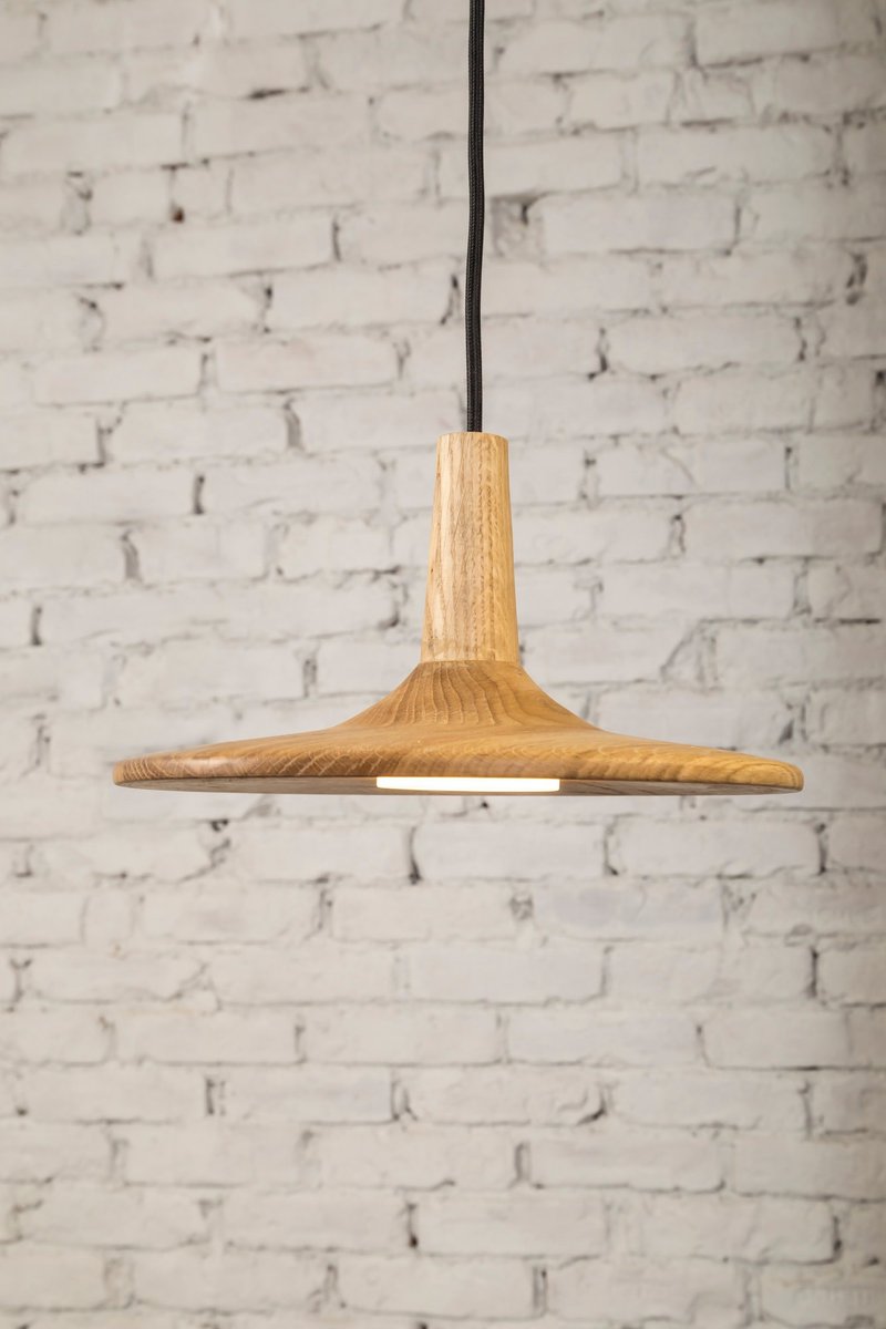 Wood pendant lampshade Modern pendant light for kitchen island Wood hanging lamp - 燈具/燈飾 - 木頭 