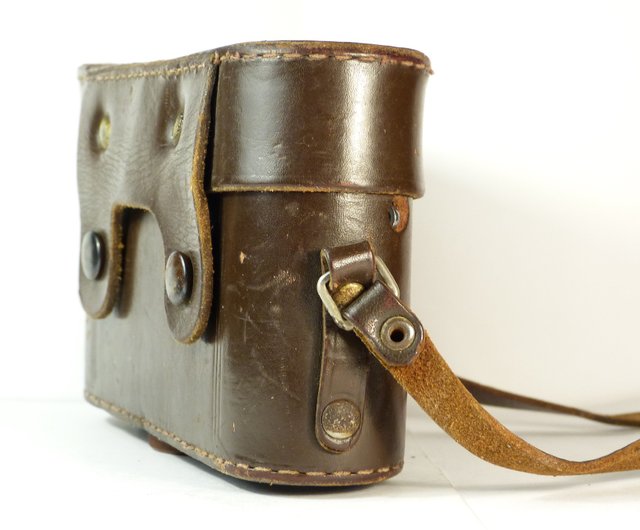 FED-2用純正ハードレザーケースカメラバッグ ストラップ付き距離