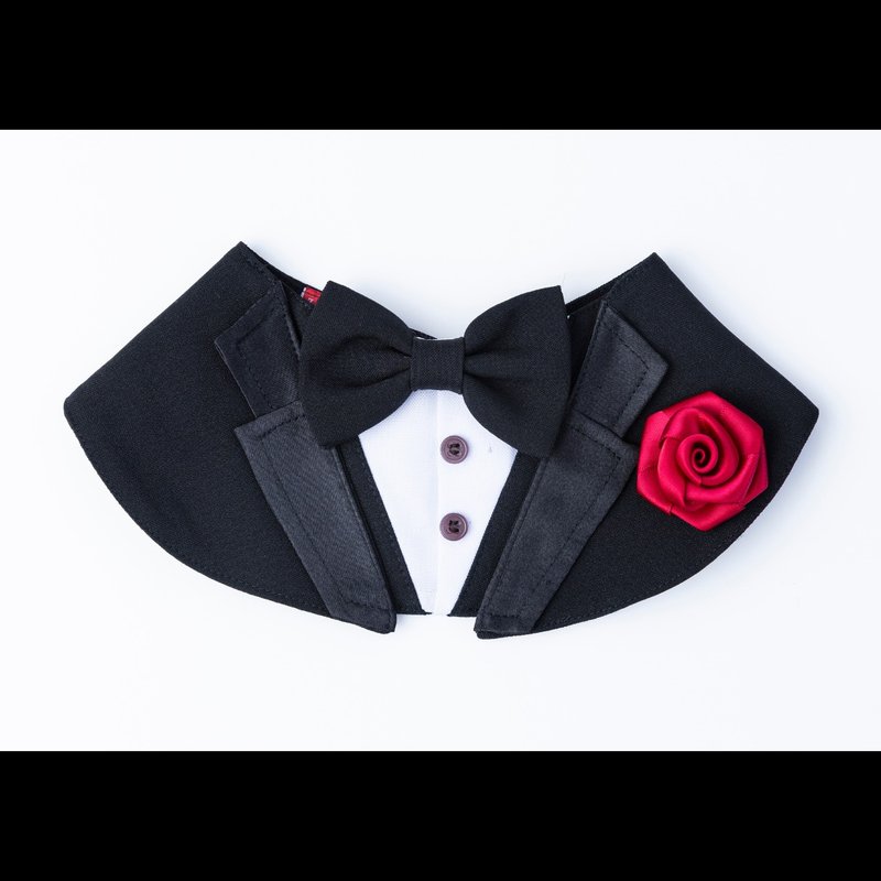 【ZAZAZOO】Gentleman Series - God Father Black Suit Pet Necktie. - ชุดสัตว์เลี้ยง - ผ้าฝ้าย/ผ้าลินิน สีดำ