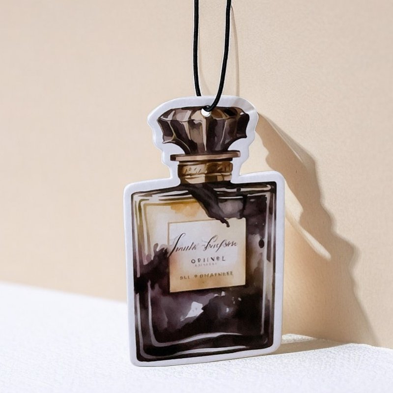 Premium Perfume Shaped Fragrance Card - White Tea - Fragrances - Paper Black