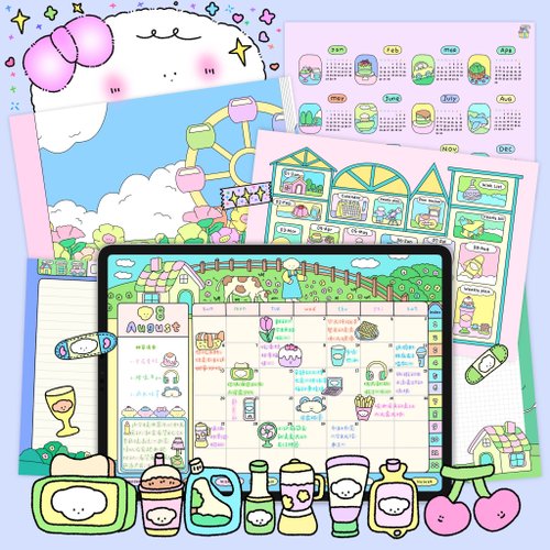 黃魚蒸蛋 iPad全年電子手帳計劃本 無時效日程本 超連結跳轉 Goodnotes模版