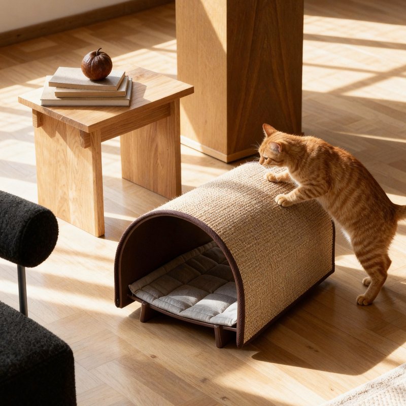 【尋夢隧道】貓窩睡玩一體復古時光機隧道四季通用 - 寵物床 - 木頭 藍色