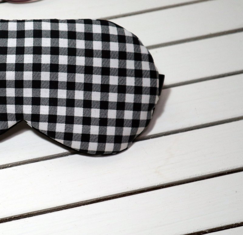 黑白格子  可調式睡眠眼罩  sleep mask - 眼罩 - 棉．麻 多色