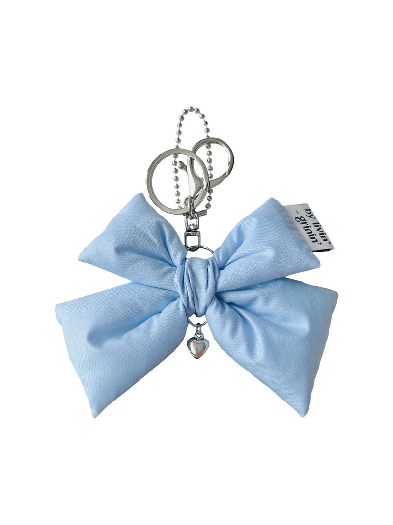 double ribbon keyring_blue sky - 鑰匙圈/鑰匙包 - 其他人造纖維 藍色