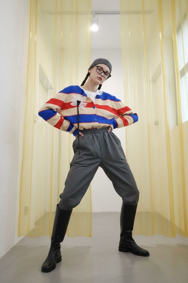 2025fw 拼色針織top - 女上衣/長袖上衣 - 其他材質 