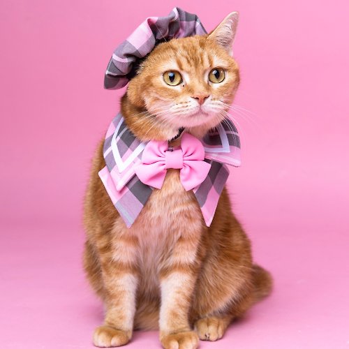 ZAZAZOO 夏洛特領巾丨芭比粉丨寵物英倫風領巾