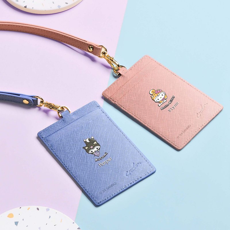 Sanrio characters Customzied UV Printed Leather Badge Holder (4 Colours) - ID & Badge Holders - Genuine Leather Pink