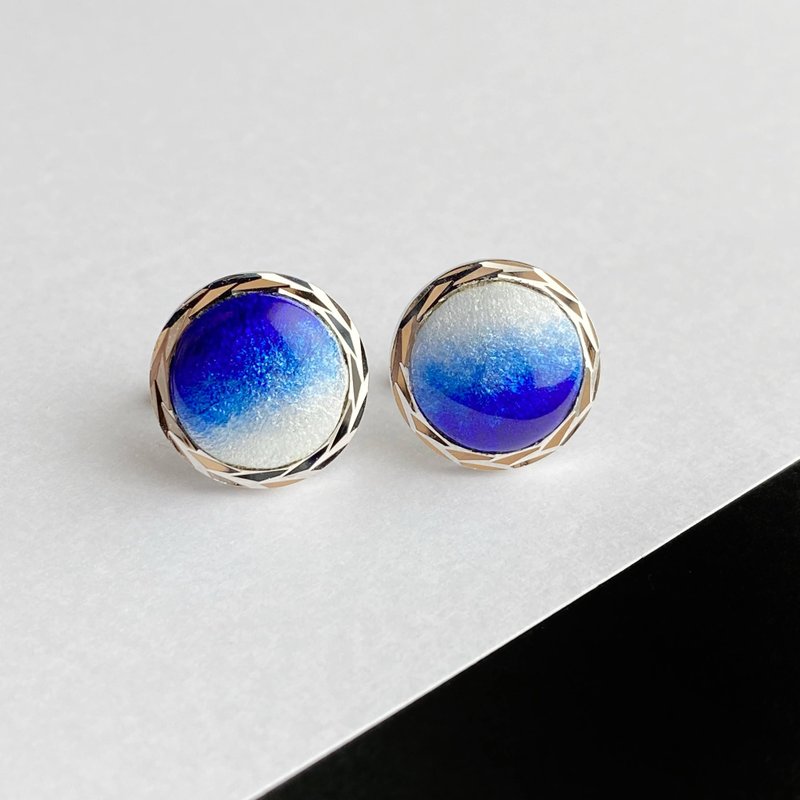 Silver Cufflinks 【ロイヤルブルー Royal Blue】 七宝焼のカフリンクス カフスボタン 純銀張七宝 - 袖扣 - 銀 藍色
